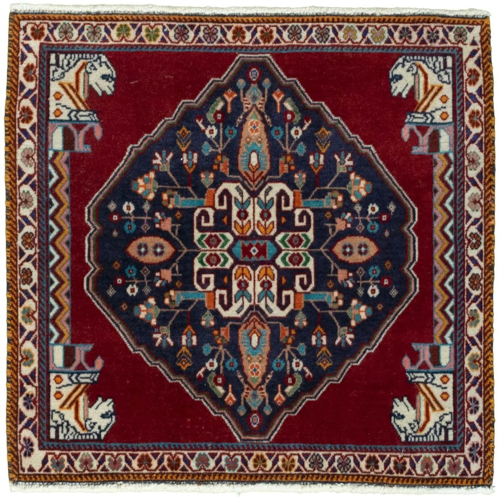 Shiraz Tappeto 70 x 70 Rosso (Iran) Annodato A Mano