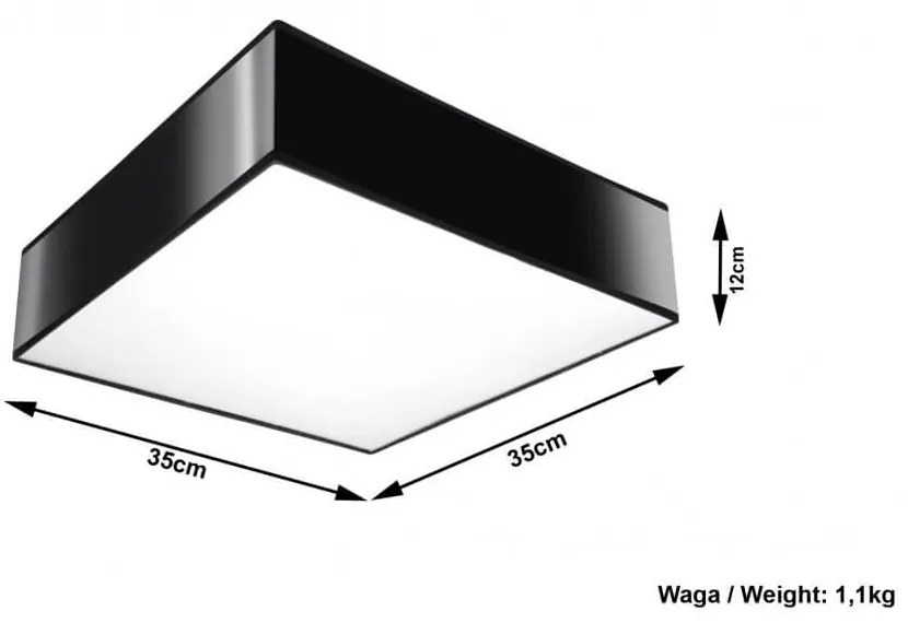 Plafoniera da Soffitto Quadrata in PVC 2xE27 HORUS 35 Nera da interno Colore del corpo Nero