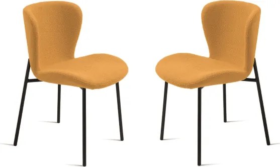 Sedia imbottita in tessuto soggiorno Giallo ABRAM 2 sedie