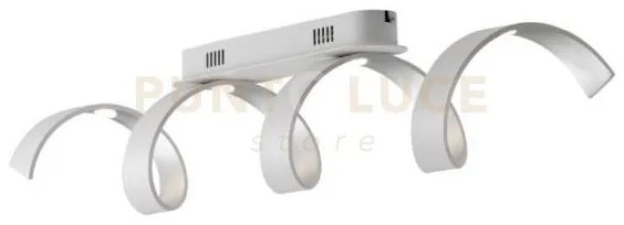Plafoniera led helix spirale bianca e argento 20w 1680lm 4000k 80x18cm