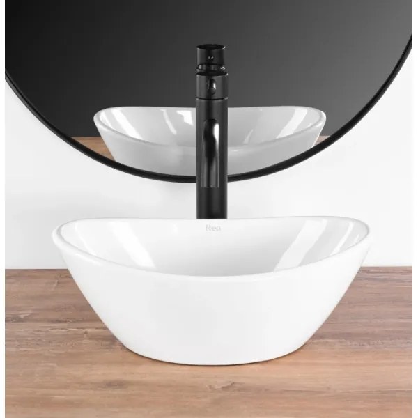 REA-U6803 - Lavabo da appoggio KATE 24,5x36,5 cm ceramica/bianco lucido