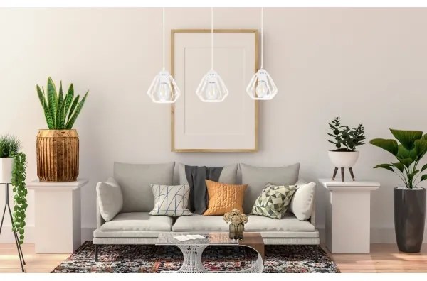 Lampadario a sospensione con filo CEED 3xE27/60W/230V bianco