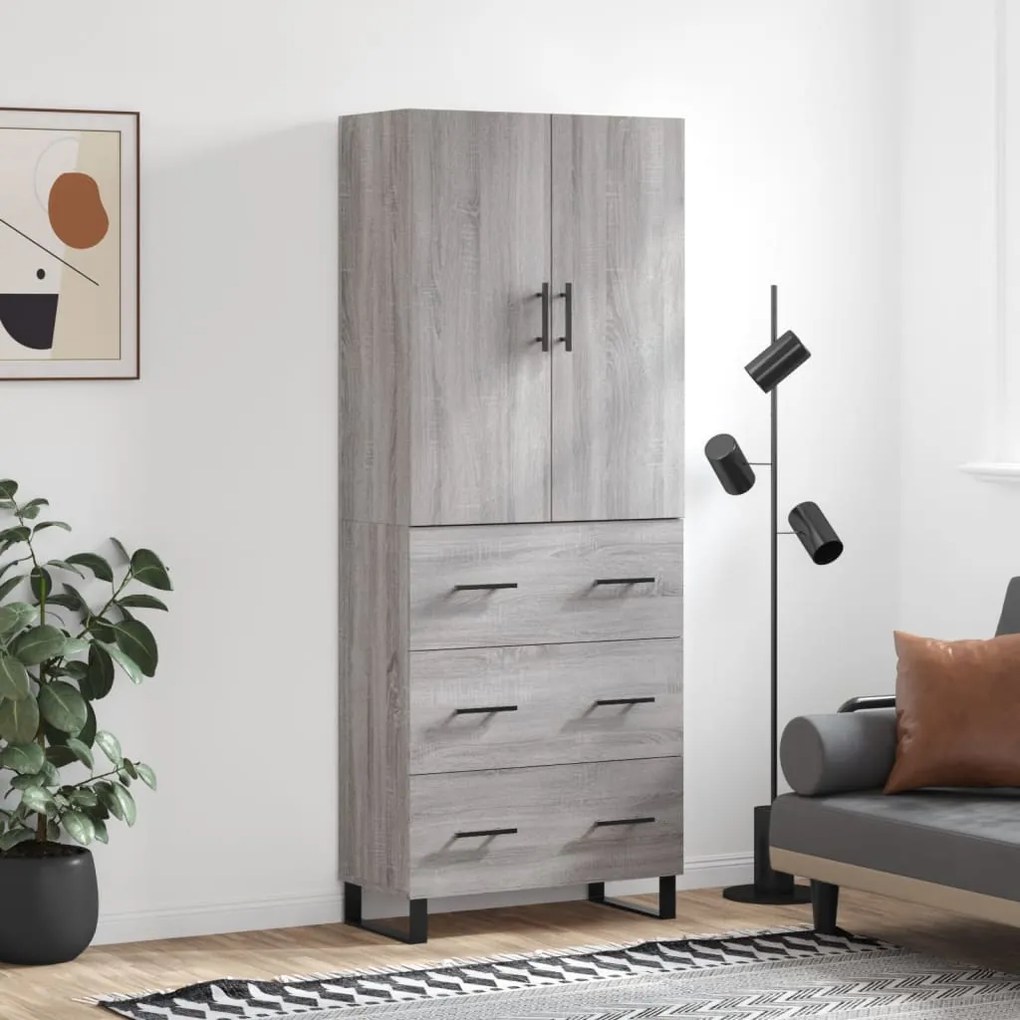 Credenza grigio sonoma 69,5x34x180 cm in legno multistrato