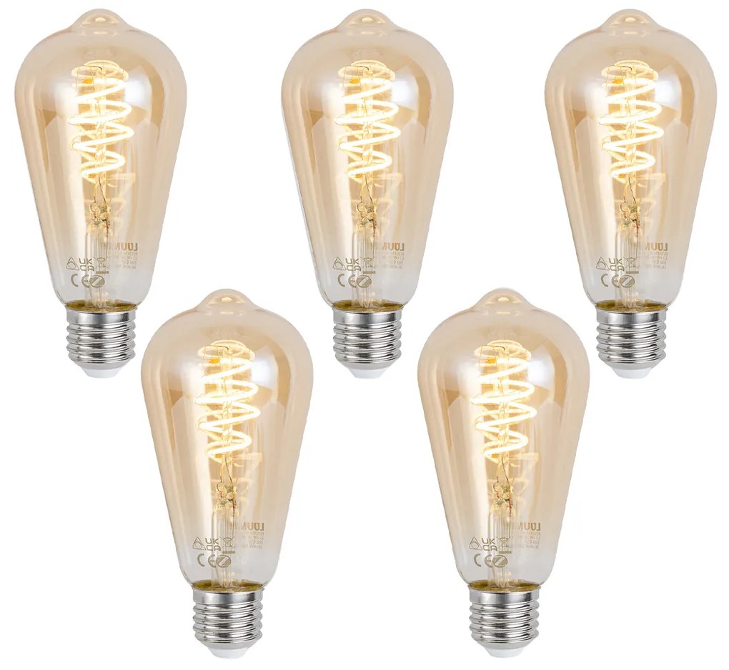 Set di 5 lampadine LED E27 dimmerabili Smart ST64 Ambra 4.9W 320 lm 2500K Zigbee
