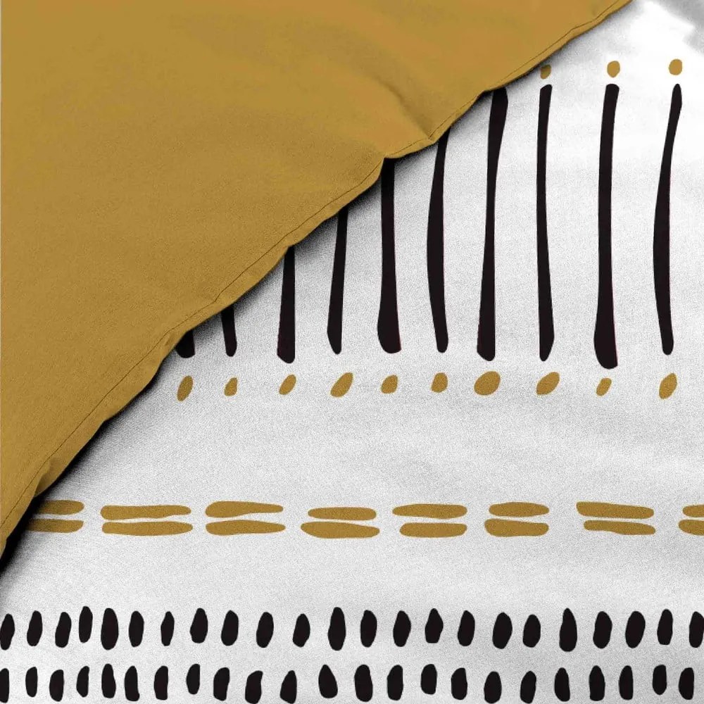 Set copripiumino e federa color senape/bianco in cotone per letto matrimoniale ed esteso 240x220 cm Chicago – douceur d'intérieur