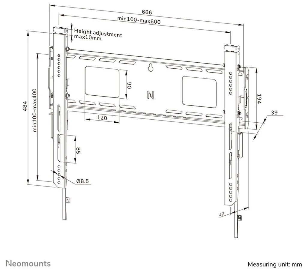 Supporto TV Neomounts WL30-750BL16 42" 86"