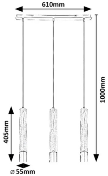 Rabalux 72133 - Lampadario a cavo BRAULIA 3xGU10/50W/230V faggio