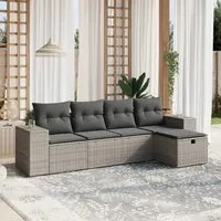 Set Divano da Giardino 5 pz con Cuscini Grigio in Polyrattan 3264396