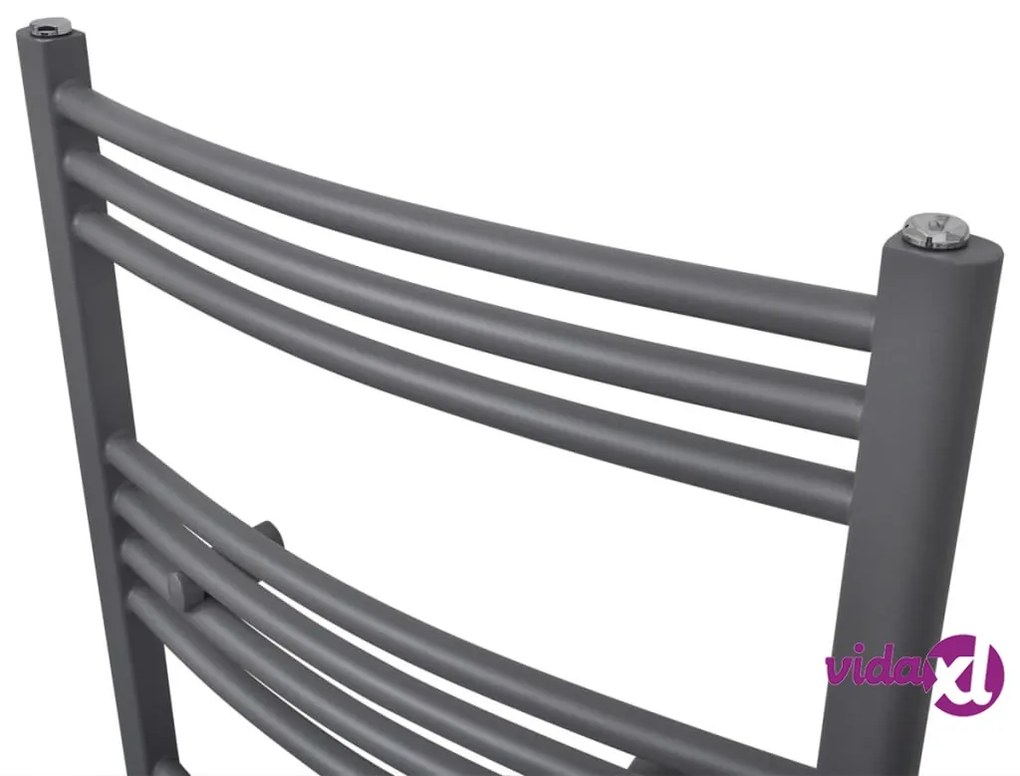 vidaXL Radiatore Centrale Portasciugamano Curvo Grigio 600 x 1424 mm