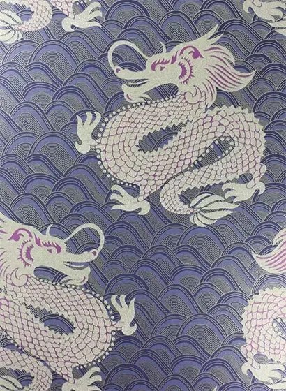 Osborne & Little Tapete Celestial Dragon - Ink/ Amethyst
