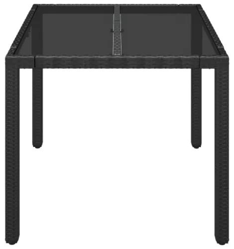 Tavolo da Giardino Piano in Vetro Nero 90x90x75 cm Polyrattan