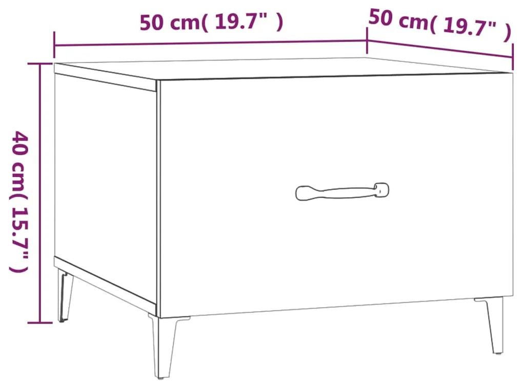 Tavolino da Salotto Gambe in Metallo Rovere Marrone 50x50x40 cm