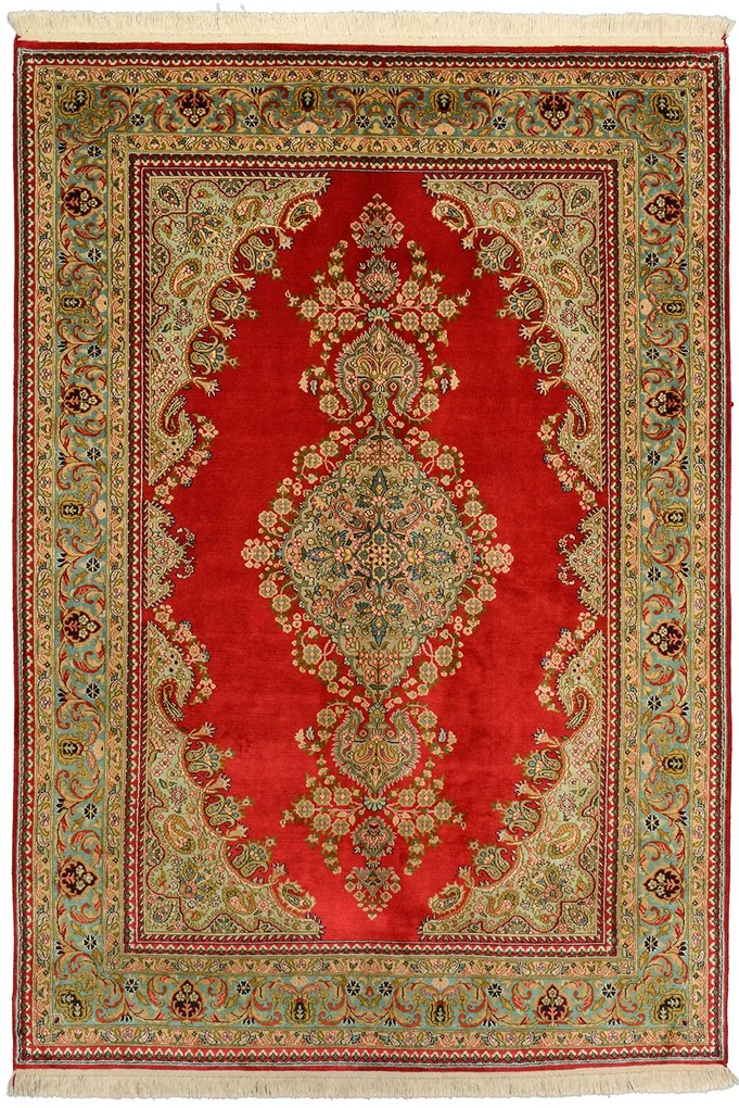 Cashmere Silk Tappeto 140 x 200 Beige (Indian) Annodato A Mano