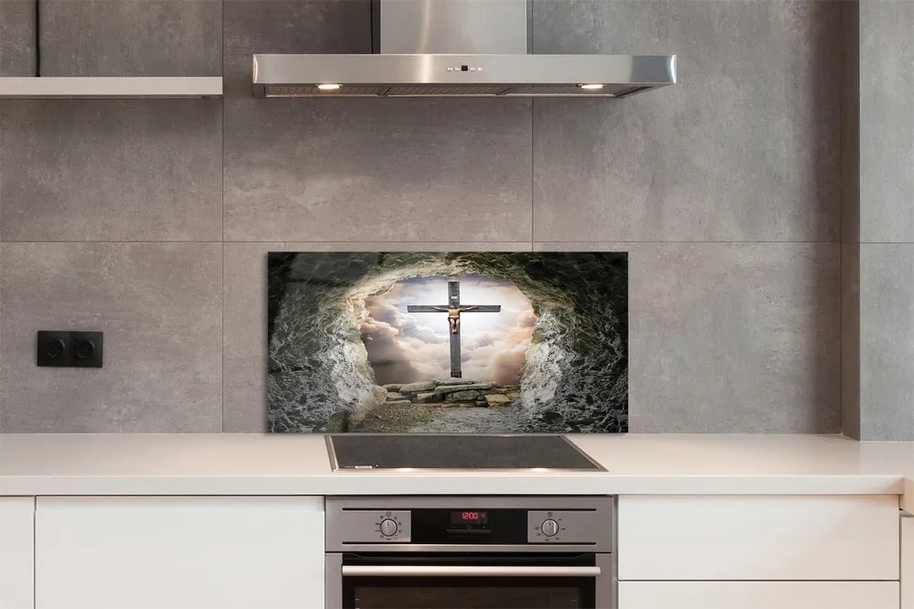 Rivestimento parete cucina Grotta della luce della croce di Gesù 100x50 cm