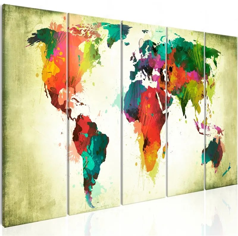 Quadro Unusual World Map  Colore Verde, Dimensioni e Misure 225x90