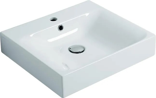 Lavabo sospeso quadrato Cento60 cm H 10 x P 45 cm in ceramica bianco