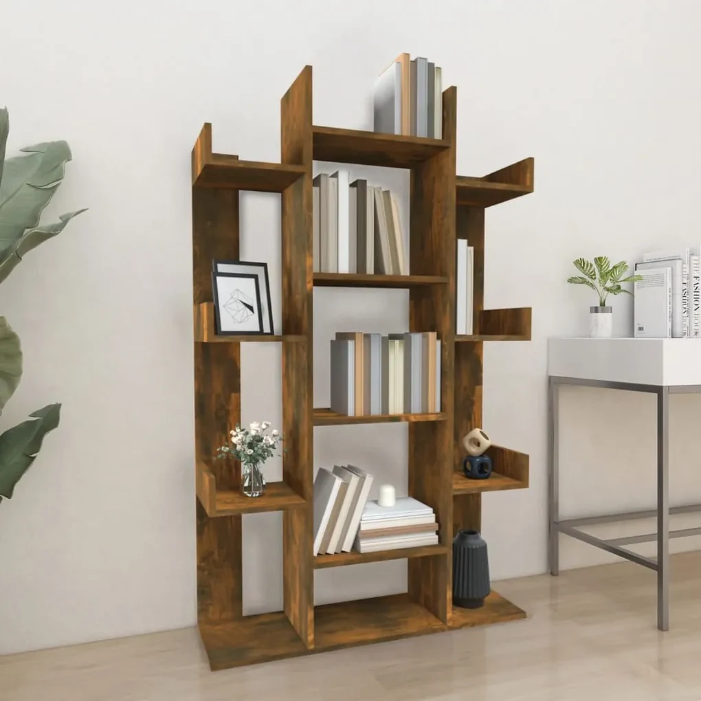 Libreria rovere fumo 86x25,5x140 cm in legno multistrato