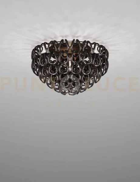 Giogali lampadadario a soffitto 60 nero e bronzo opaco 4 luci attac...