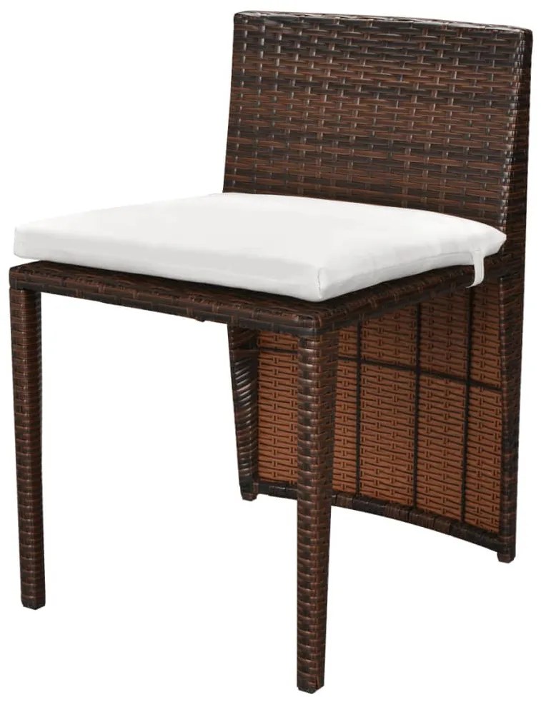 Set da Bistrot 3 pz con Cuscini in Polyrattan Marrone