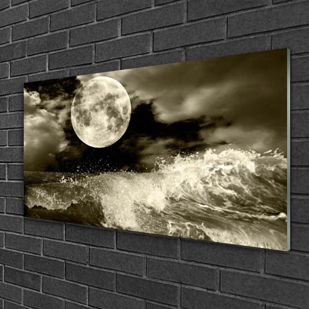 Quadro di vetro Paesaggio notturno della luna 100x50 cm
