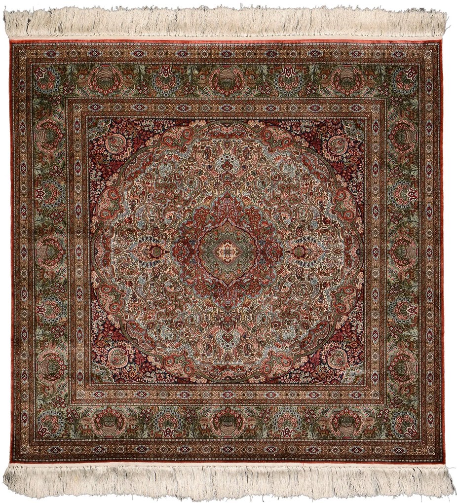 Hereke Tappeto orientale 90x100 Rosa (Cina) Annodato A Mano