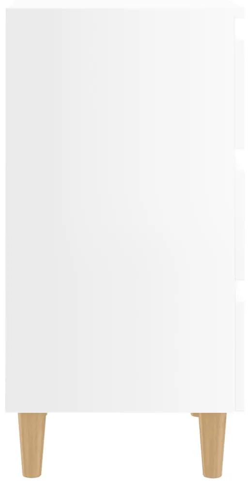 Comodini con Gambe in Legno 2pz Bianco Lucido 40x35x69 cm