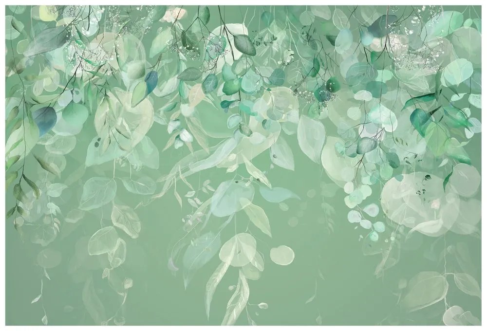 Carta da parati – Foglie Verde Pastello