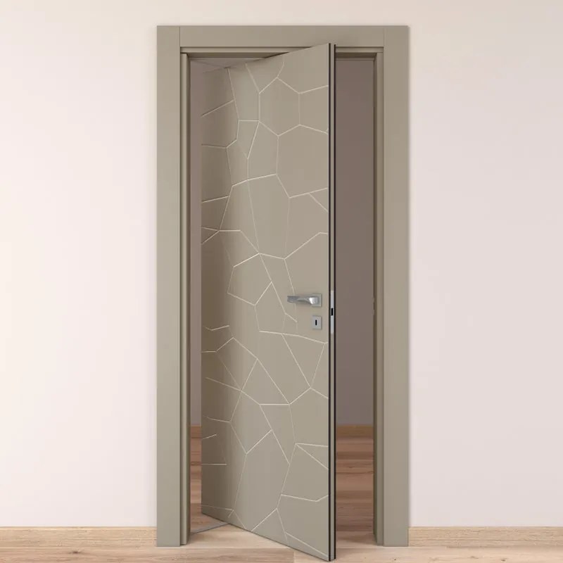 Porta tamburata rototraslante The Thing grigio L 70 x H 210 cm sinistra