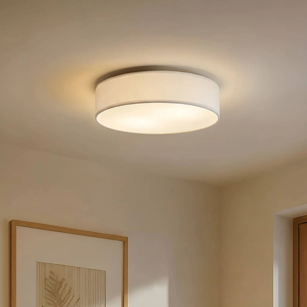Plafoniera soffitto Sebatin Lindby, dimmerabile, Bianco / Opale, Camera da letto, Tessuto / Stoffa / Seta, Scandinavo, Plafoniera