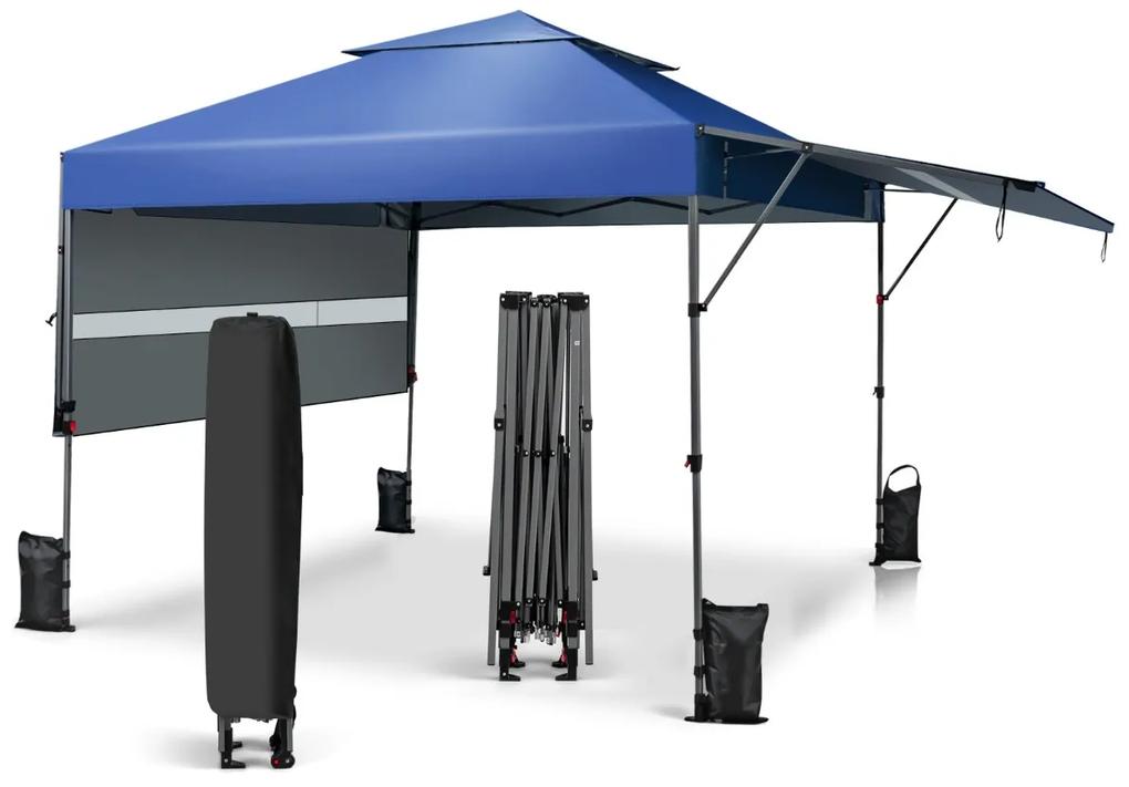 Costway Tenda Pop-up istantanea all’aperto con doppia mezza tenda, Tettoia regolabile in altezza 3x5,37m