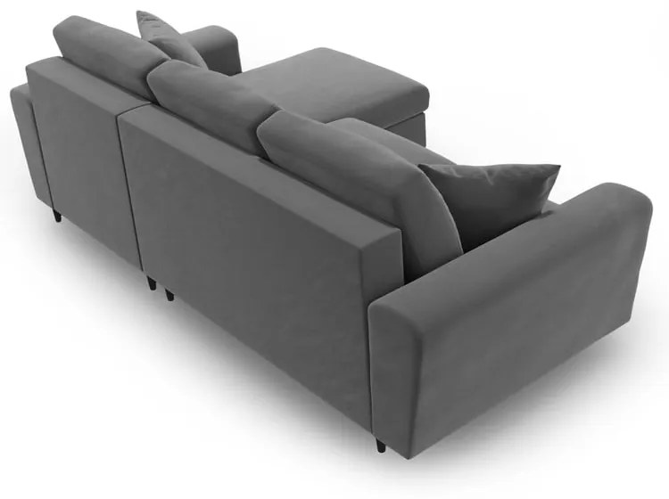 Divano angolare grigio chiaro allungabile e con contenitore con rivestimento in velluto Kyoto – Cosmopolitan Design