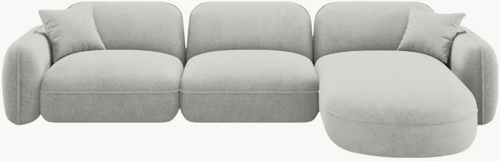 Divano componibile 3 posti in velluto Lucien, chaise longue a destra