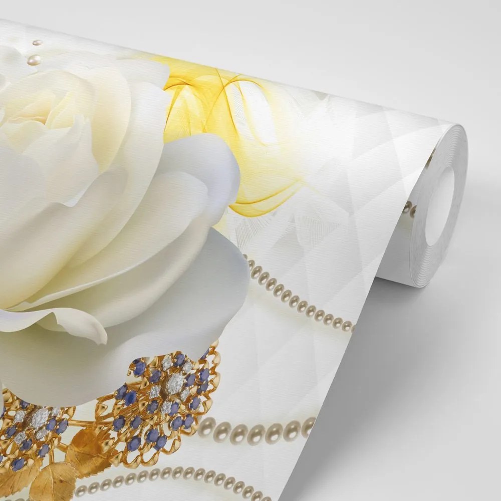 Carta da parati – Rosa con astrazione