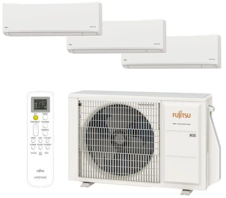 Condizionatore a muro multisplit inverter trial FUJITSU KN 9+9+12 24000 BTU classe raffreddamento A+++, classe di riscaldamento A++, bianco