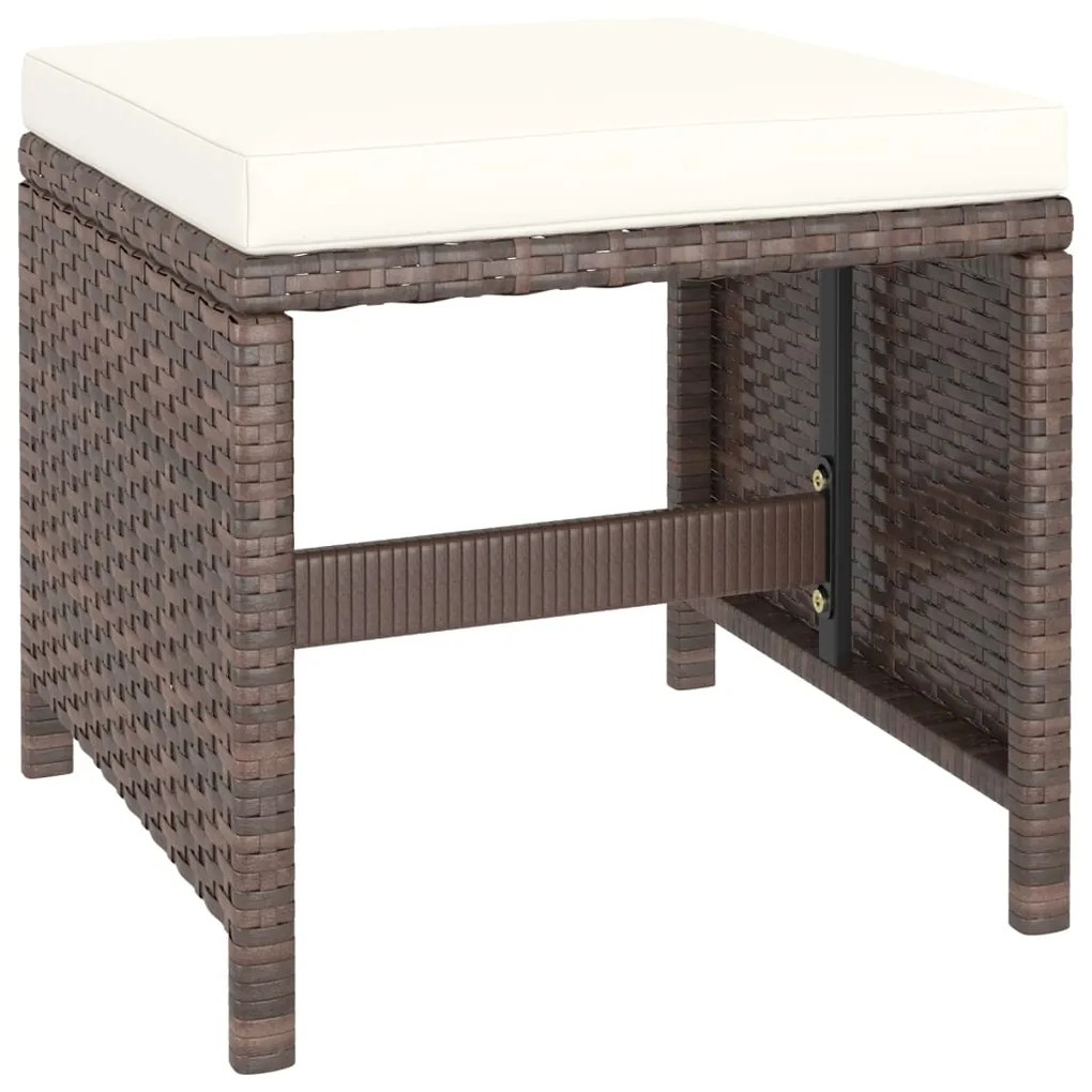 Set da pranzo da giardino 6 pz con cuscini polyrattan marrone