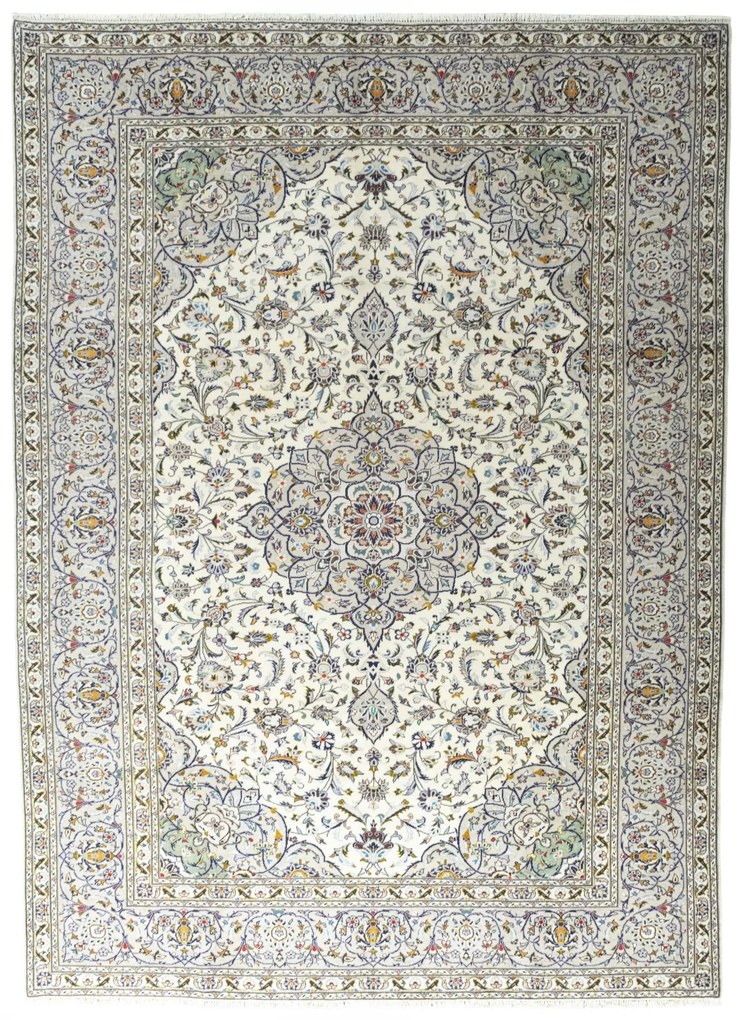 Kashan Tappeto 260 x 360 Beige (Iran) Annodato A Mano
