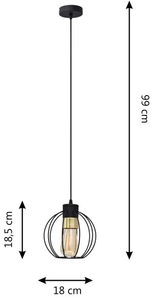 Lampadario a sospensione con filo STARLIGHT 1xE27/15W/230V nero/oro