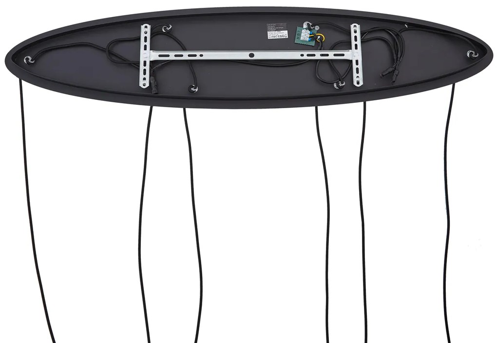 Lampada a sospensione moderna nera con vetro bianco rettangolare a 6 luci - Misty