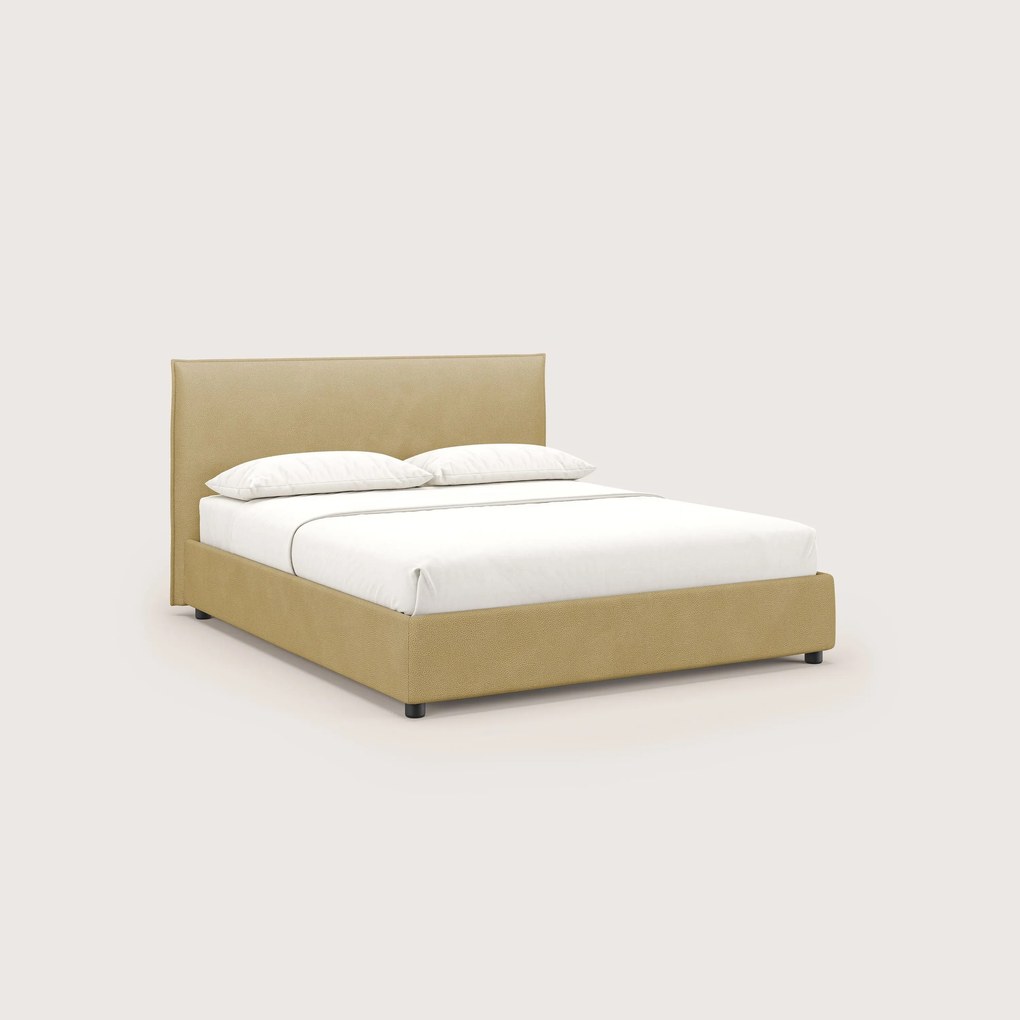 Nina letto contenitore dal design minimal in microfibra effetto pelle smacchiabile giallo