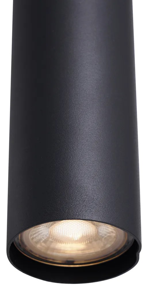 Lampada a sospensione moderna nera con vetro fumé 6 luci - Duplantis