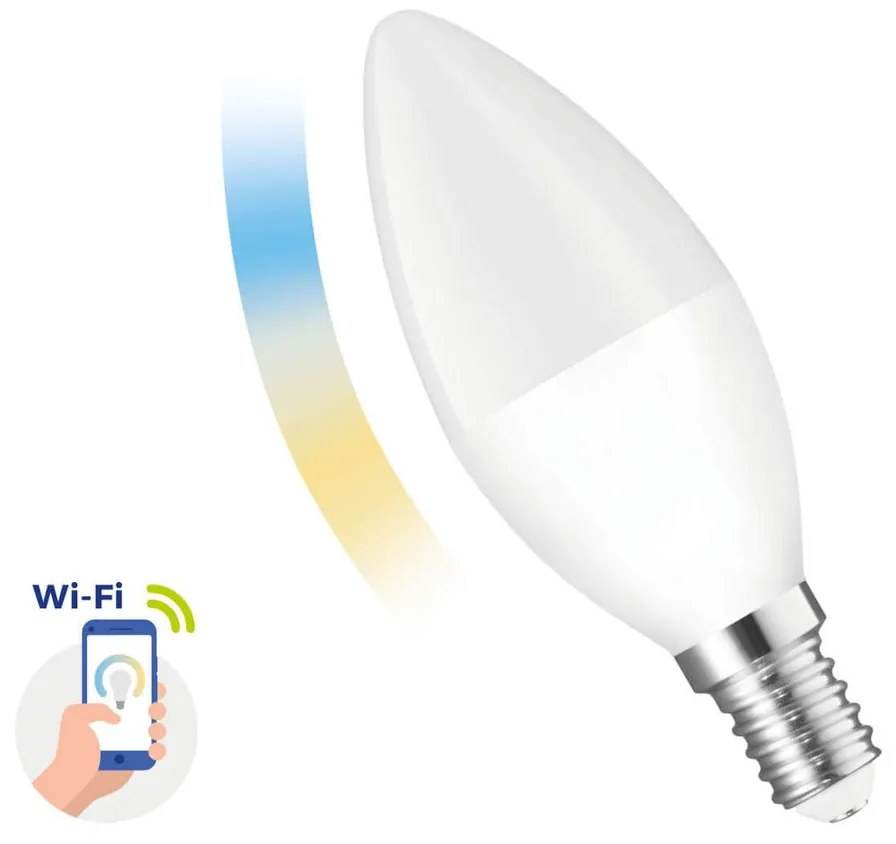 Lampada LED E14 5W smart CCT WiFi - Amazon Alexa e Google Home Colore Bianco Variabile CCT