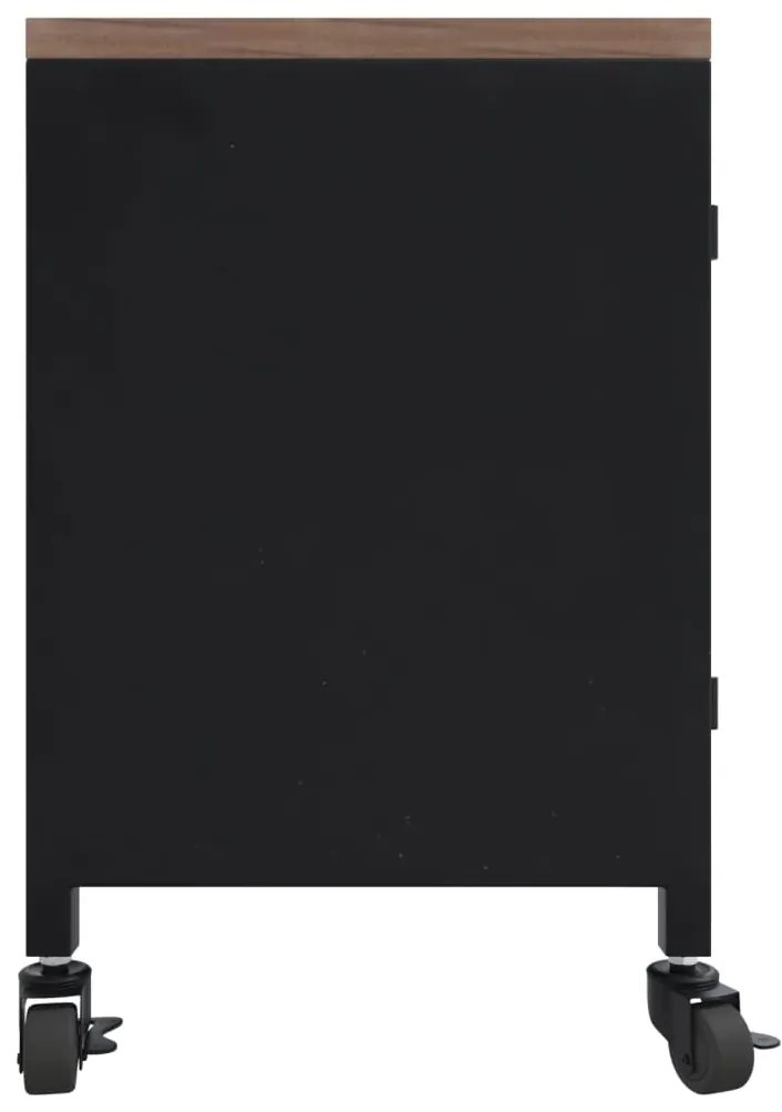 Mobile tv nero 110x30x43 cm in ferro e legno massello di abete