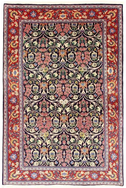 Sarouk Tappeto 140x210 Blu (Iran) Annodato A Mano