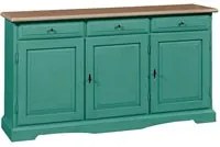 Madia credenza in legno laccato pennellato verde l.156 p.42 h.85