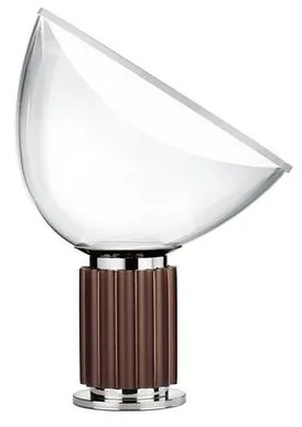 Flos Taccia Small Lampada da tavolo H.48 cm orientabile con dimmer a luce indiretta/riflessa in vetro trasparente e alluminio Bronzo