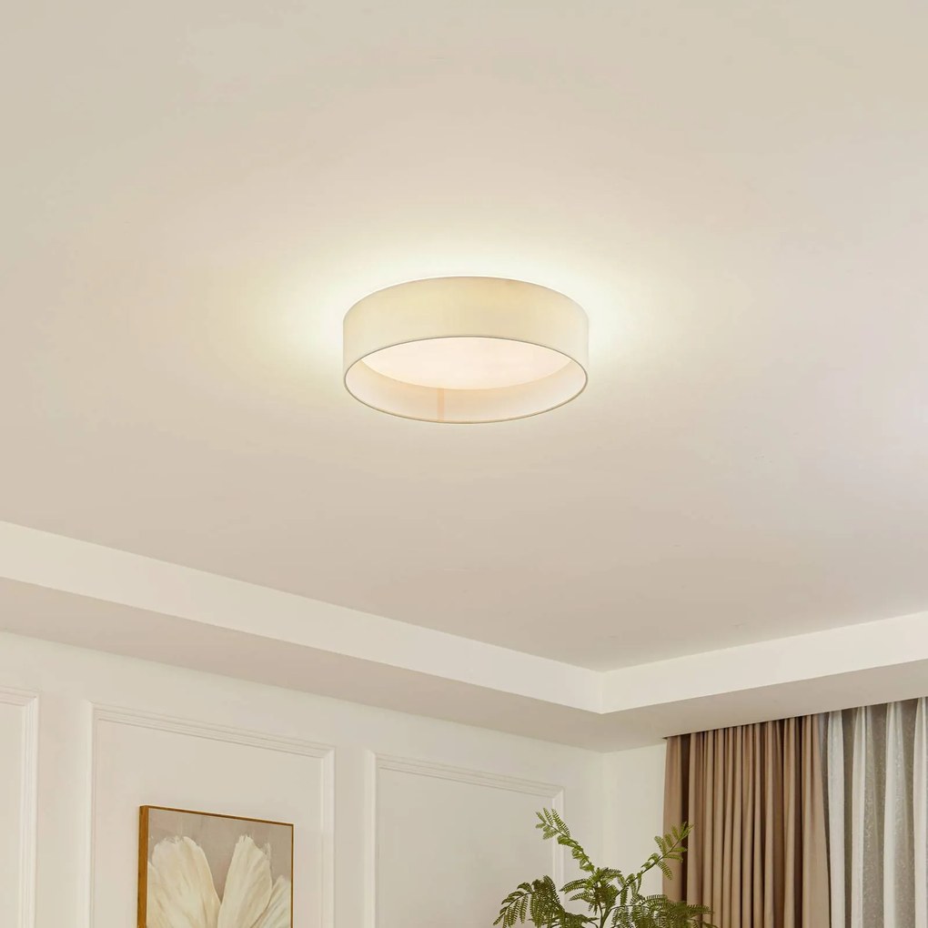 Plafoniera a LED Eilif Lindby, Crema / Ambra, Soggiorno / Sala da pranzo, Tessuto / Stoffa / Seta, Moderno, Plafoniera LED