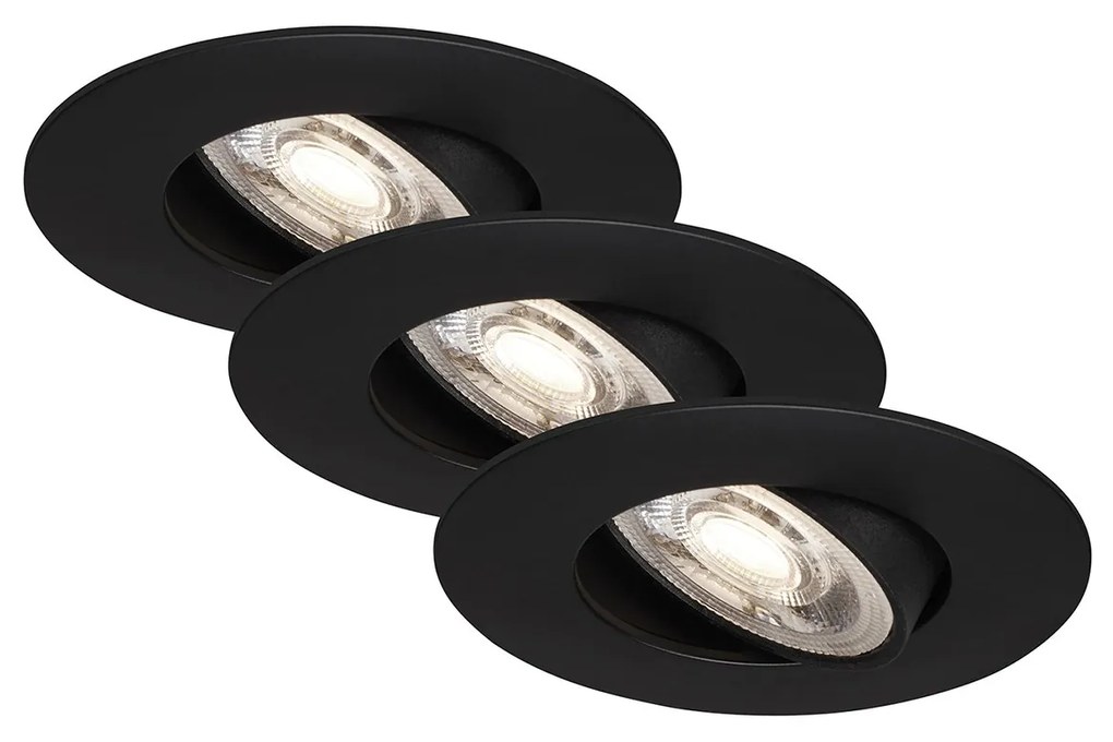 Set 3 Faretti Incasso Kulana Plastica Nero Led 4,9W 3000K Ip44