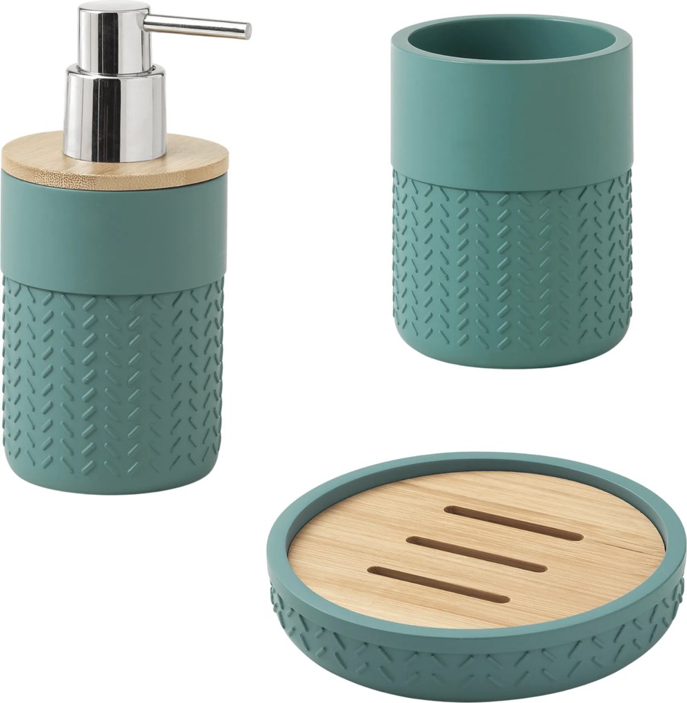 Set 3 Accessori D'Appoggio Gedy "Thea" Verde/Bambù