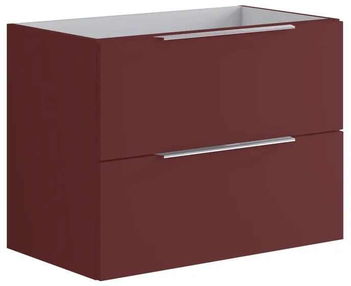 Mobile da bagno sospeso sotto lavabo L 79.5 x H 60 x P 45.5 cm rosso opaco, 2 cassetti Brera