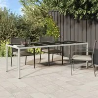 Tavolo Giardino Bianco 250x100x75 cm Polyrattan Vetro Temperato 362556